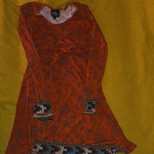 Angie Orange Floral Long Sleeve Dress